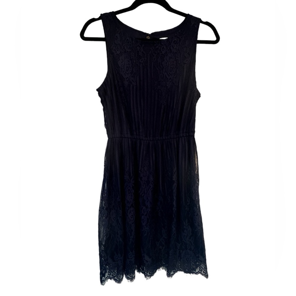 Xhileration navy blue lace overlay dress, sleeveless,‎ size medium​